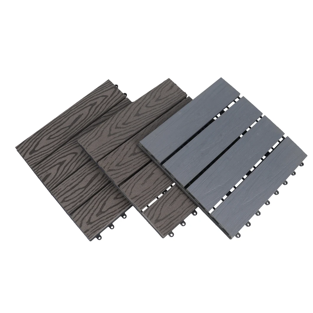 WPC Co-Extrusion Solid Interlock Floor Tile Wood Plastic Composite Decking Outdoor DIY Floor Tiles