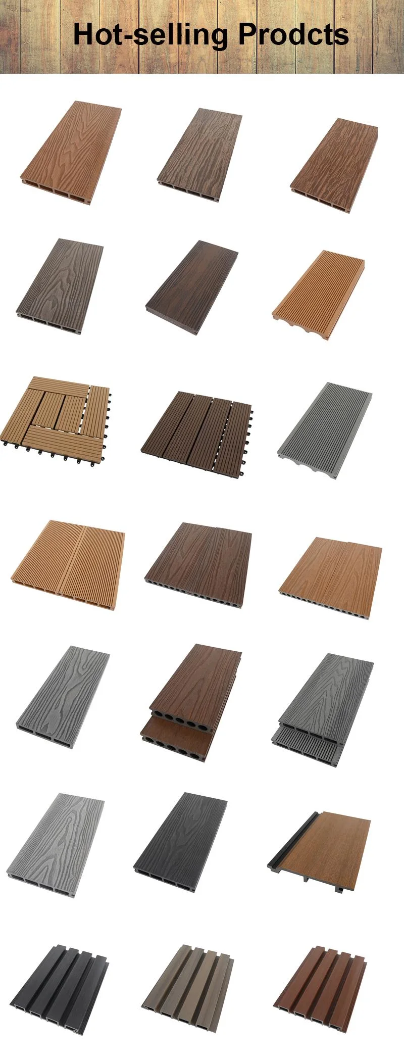 Outdoor WPC Wood Plastic Composite Square Hollow Decking for Decoration