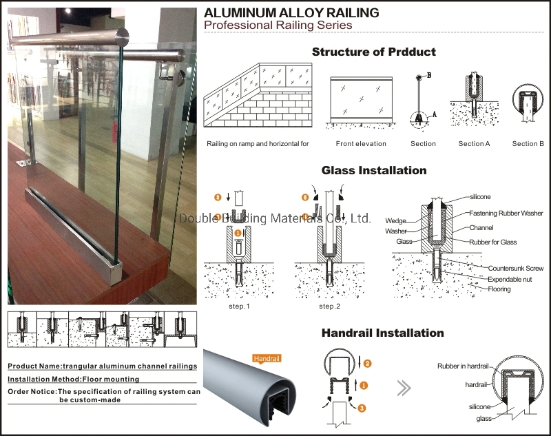 SGCC Certificate U Channel Railing Tempered Glass Garden Fence