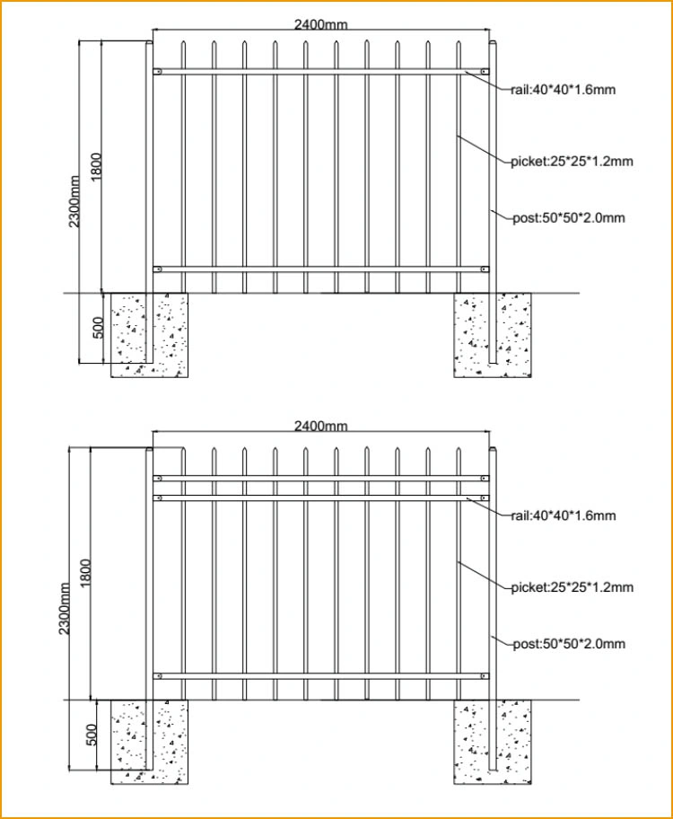 Black Powder Price Coated Wrought Railing Iron Fence for Canada