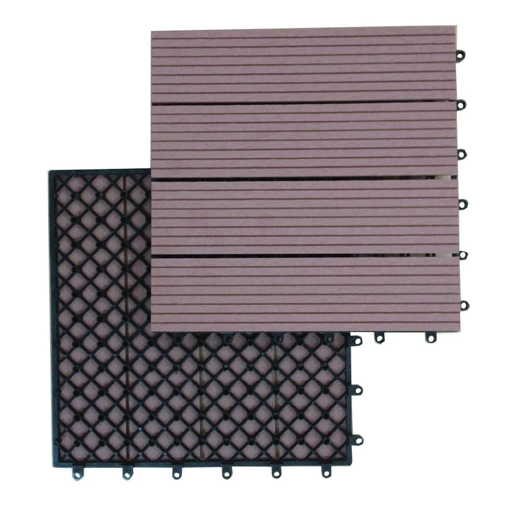 Waterproof Interlocking Floor Tiles Sanded Hollow M Type WPC DIY Decking Tiles for Garden