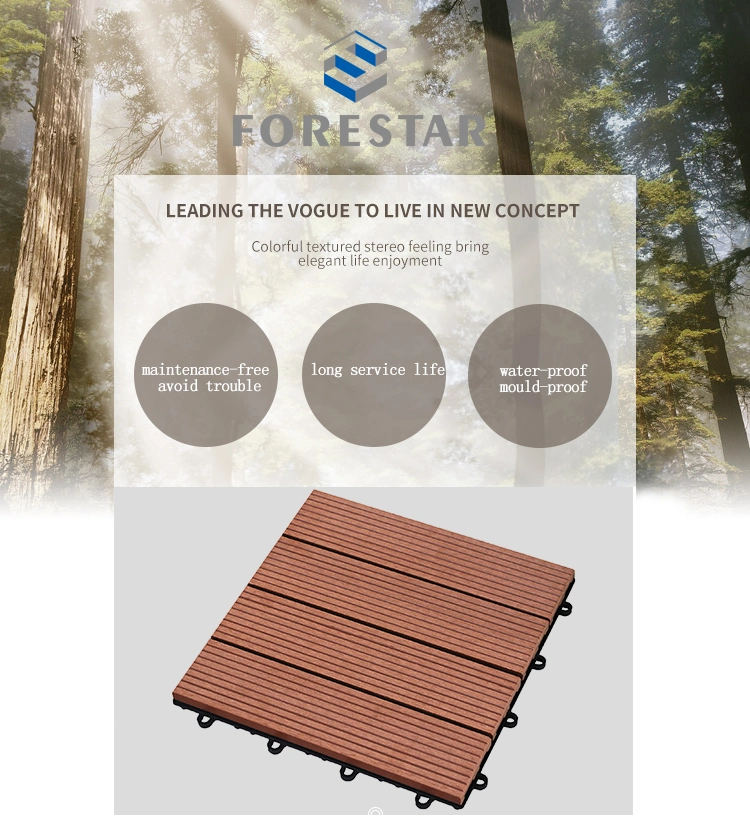 Patio Wood Plastic WPC DIY Floor Boards Interlock Waterproof Outdoor Decking Tile 300*300mm DIY Wood Plastic Composite Hollow Tiles