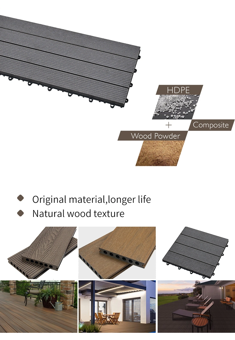 Wood Plastic WPC DIY Floor Boards Interlock Waterproof Outdoor Decking Tile 300*300mm DIY Wood Plastic Composite Hollow Tiles New Decorative